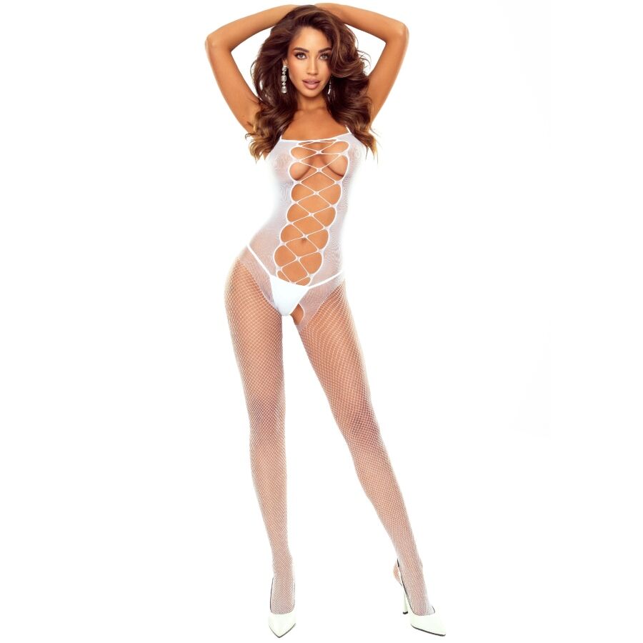 Body-collant blanc lacé transparent — Passion Woman Bodystockings