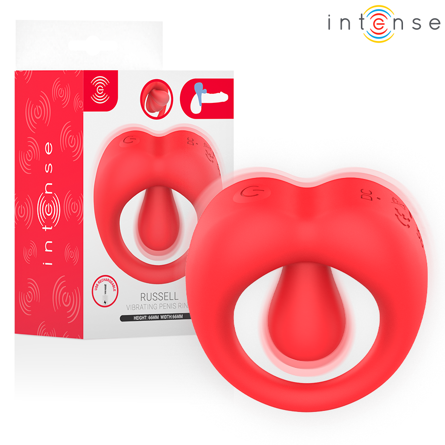 Anneau vibrant Russell avec stimulateur clitoridien rouge — INTENSE FOR HIM