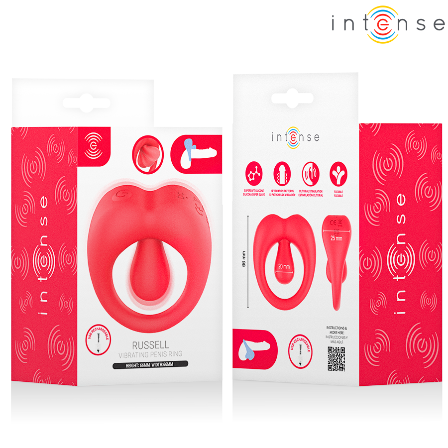 Anneau vibrant Russell avec stimulateur clitoridien rouge — INTENSE FOR HIM