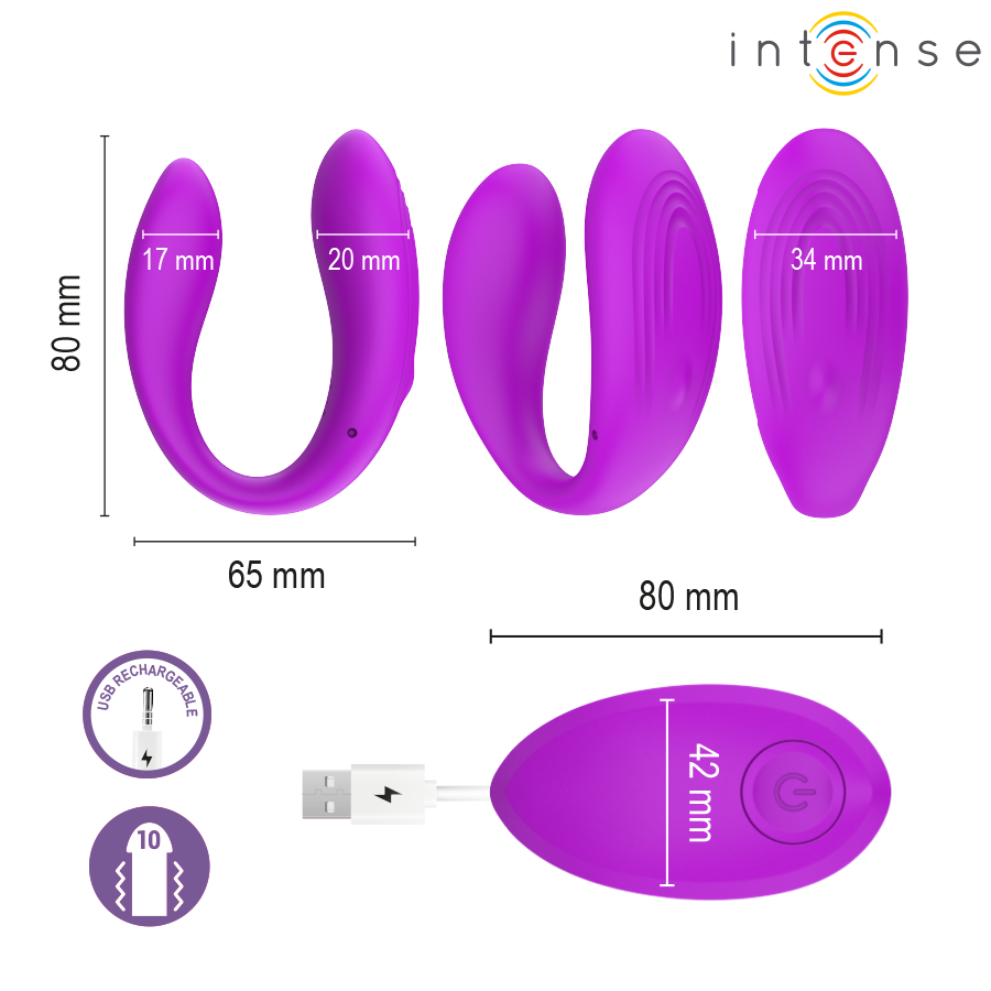 Stimulateur pince vibrante violet — INTENSE REMOTE CONTROL