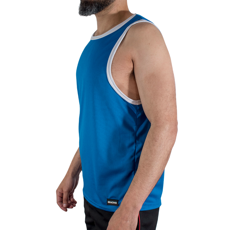 MACHO - CMV002 T-SHIRT DE SPORT BLEU S/M