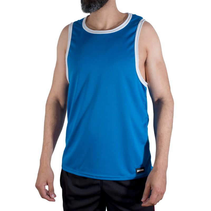 MACHO - CMV002 T-SHIRT DE SPORT BLEU L/XL