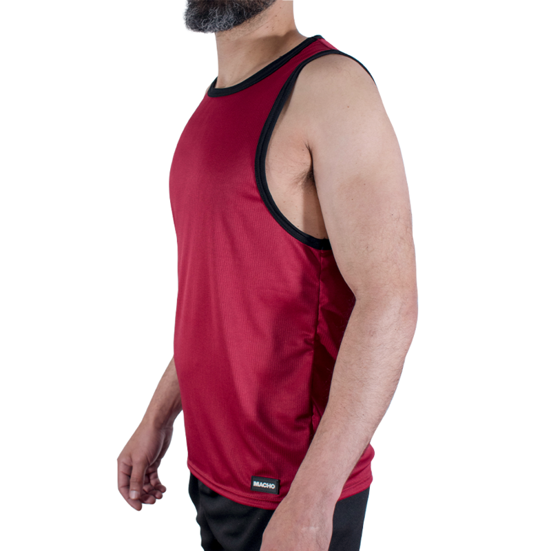 MACHO - CMV003 T-SHIRT DE GYM BORDEAUX, TAILLE S/M