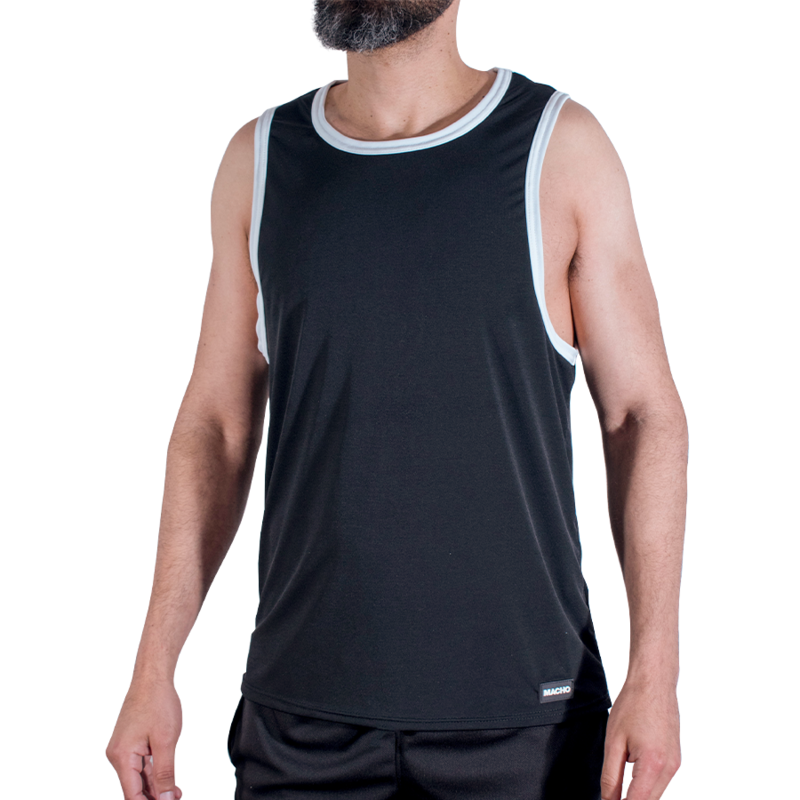 MACHO - CMV004 T-SHIRT DE SPORT NOIR TAILLE L/XL
