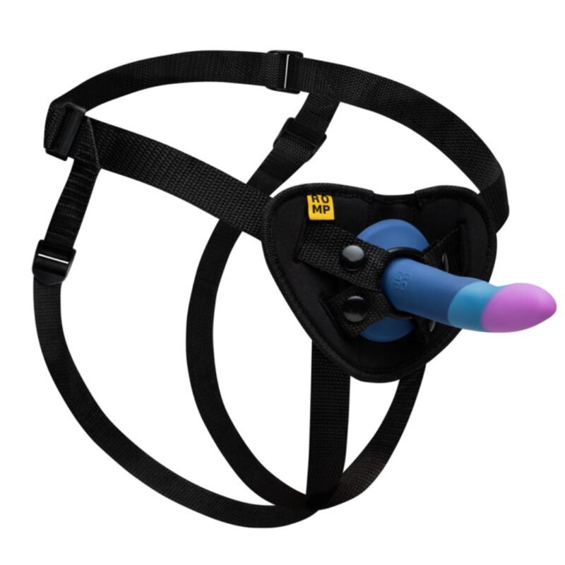 Kit harnais et dildo en silicone tricolore 14 cm — ROMP
