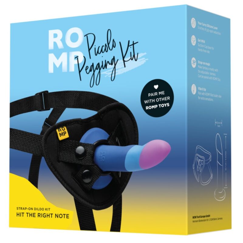 Kit harnais et dildo en silicone tricolore 14 cm — ROMP