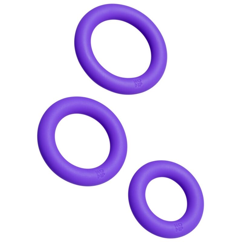 Ensemble de trois anneaux péniens en silicone violet — ROMP