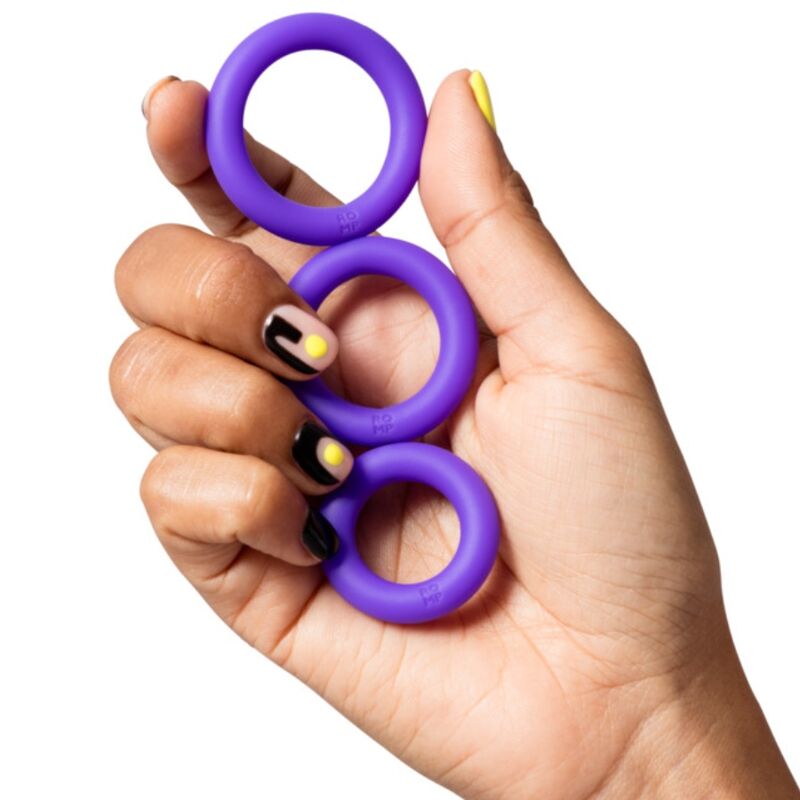 Ensemble de trois anneaux péniens en silicone violet — ROMP