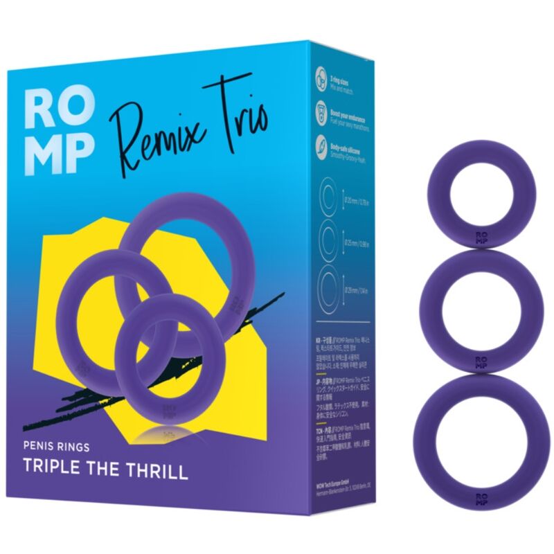 Ensemble de trois anneaux péniens en silicone violet — ROMP