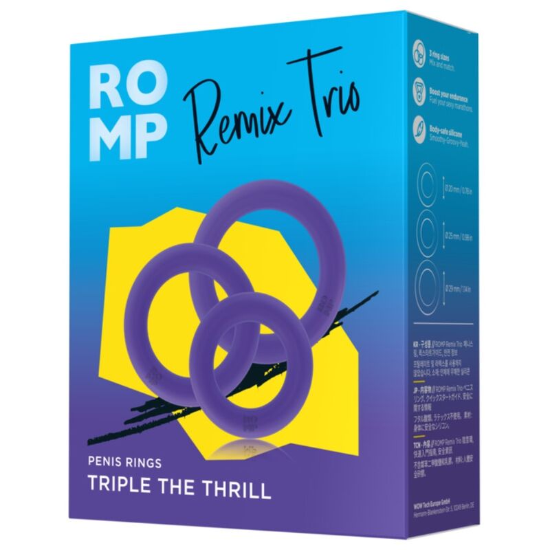 Ensemble de trois anneaux péniens en silicone violet — ROMP