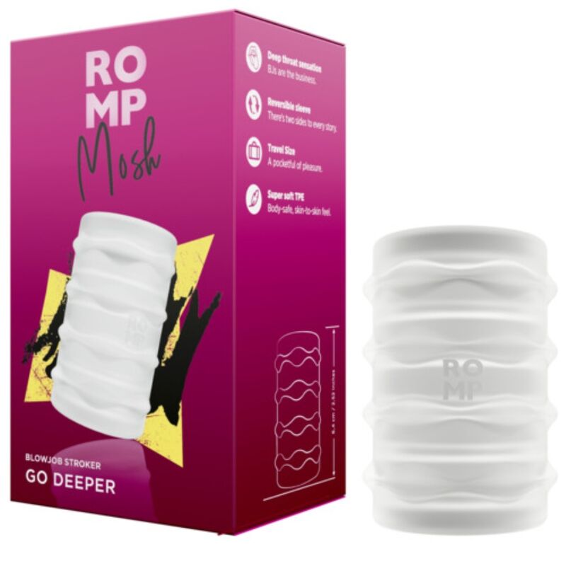 Masturbatore compatto trasparente con guaina reversibile — ROMP