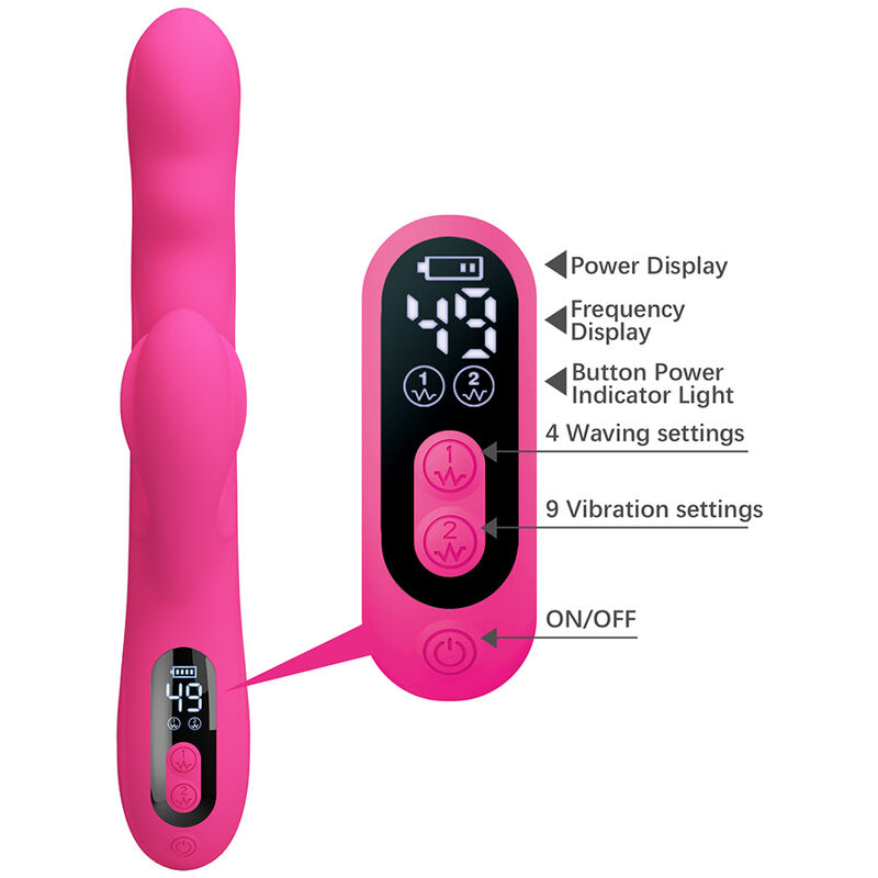 PRETTY LOVE - VIBRATEUR LAPIN MULTIFONCTION WINTERS AVEC AFFICHAGE LED ROSE