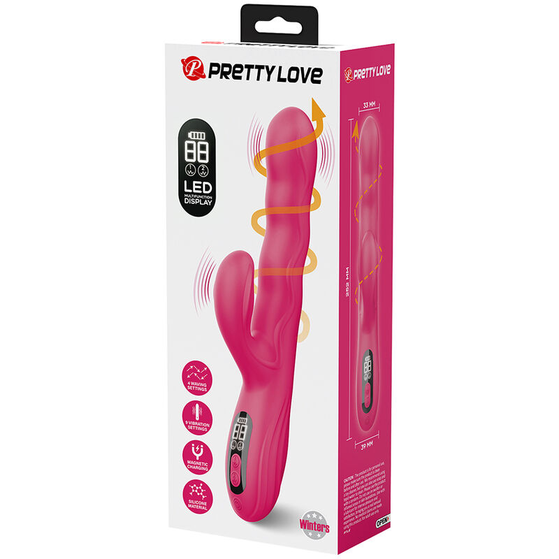 PRETTY LOVE - VIBRATEUR LAPIN MULTIFONCTION WINTERS AVEC AFFICHAGE LED ROSE