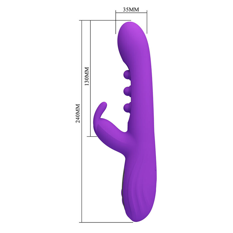 PRETTY LOVE - VIBRATEUR LAPIN SABIEN AVEC STIMULATION PAR TAPOTEMENTS ET LED VIOLETTE