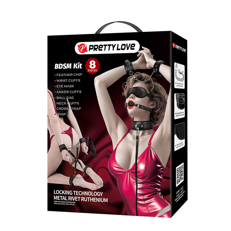PRETTY LOVE - KIT BDSM 8 PIÈCES NOIR