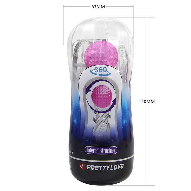 PRETTY LOVE - COUPE DE MASTURBATION TEXTURÉE À 360° TRANSPARENTE