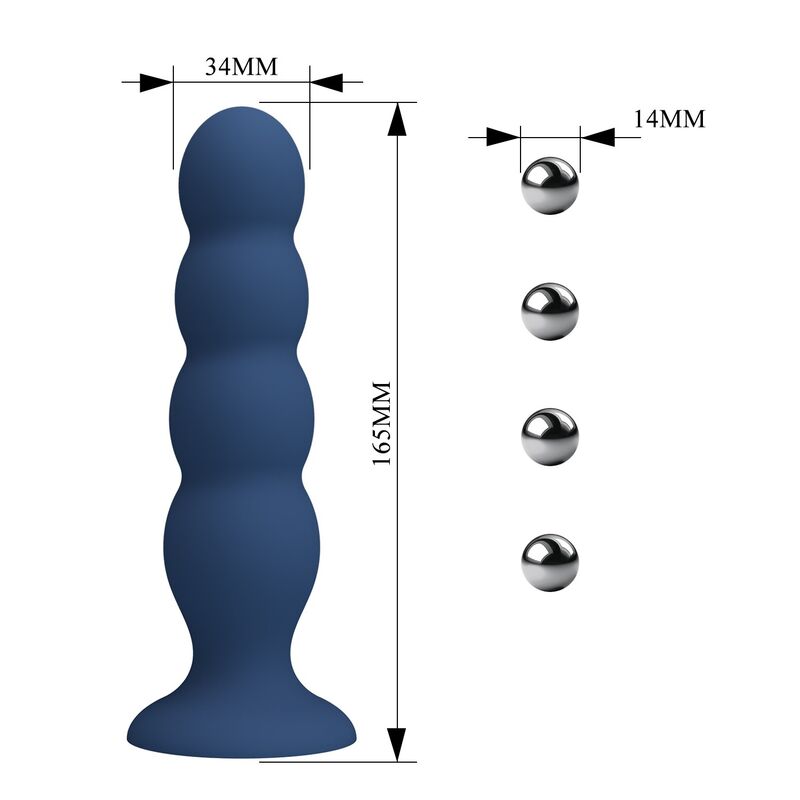 MR PLAY - PLUG ANAL AVEC 4 BILLES MÉTALLIQUES ET VENTOUSE BLEUE
