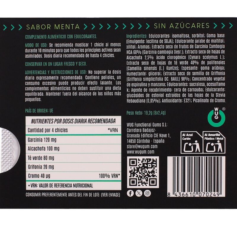 Chewing-gum fonctionnel minceur à la menthe — WUG GUM