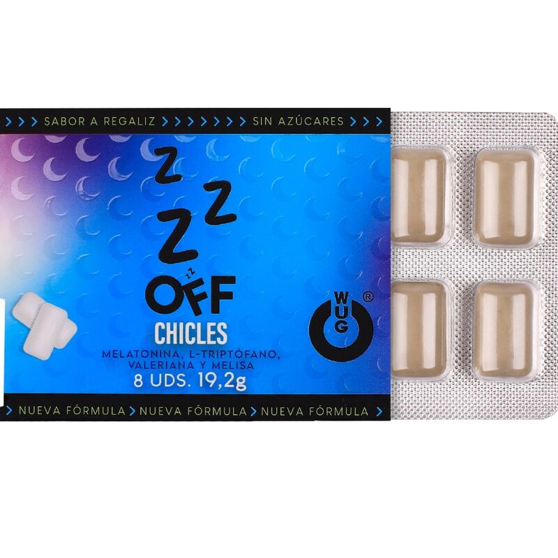 Chewing-gum fonctionnel sommeil à la mélatonine et valériane, saveur réglisse — WUG GUM
