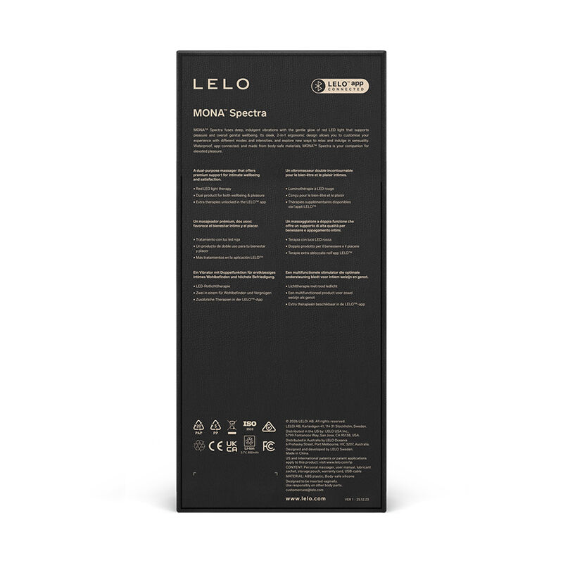 LELO - MONA SPECTRA MASSEUR INTIME À LUMIÈRE ROUGE RECHARGEABLE CONTRÔLÉ PAR APPLICATION