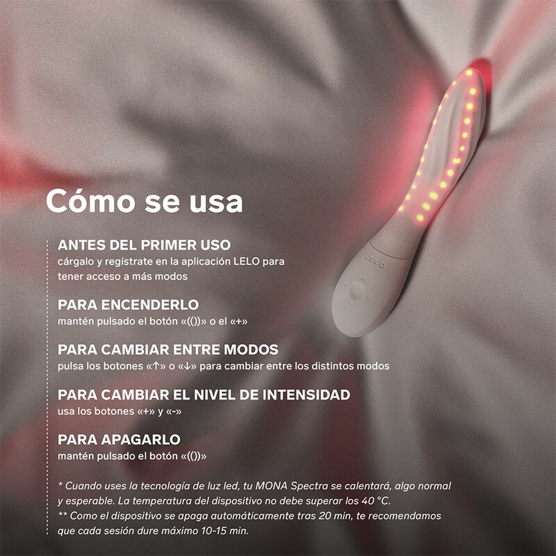 LELO - MONA SPECTRA MASSEUR INTIME À LUMIÈRE ROUGE RECHARGEABLE CONTRÔLÉ PAR APPLICATION