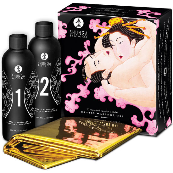 Gel de massage oriental corps à corps fraises et cava — SHUNGA KITS