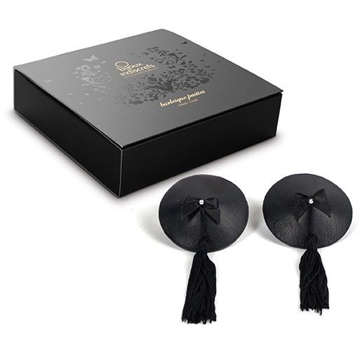 Cache-mamelons noirs à pompons — Bijoux Burlesque Pasties