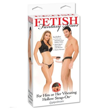 Arnês vibratório reversível natural 14 cm — SÉRIE FETISH FANTASY