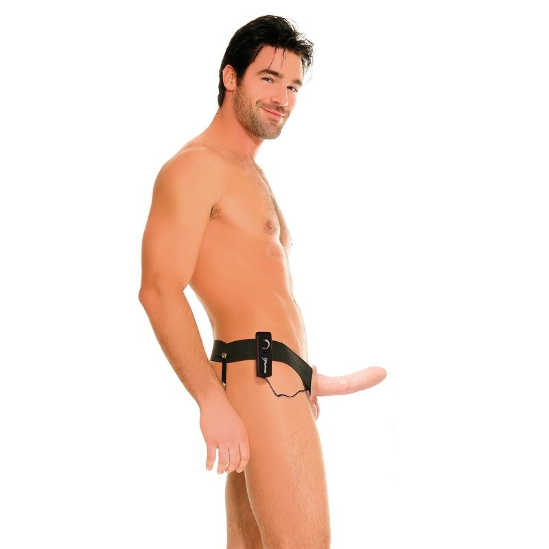 Arnês vibratório reversível natural 14 cm — SÉRIE FETISH FANTASY