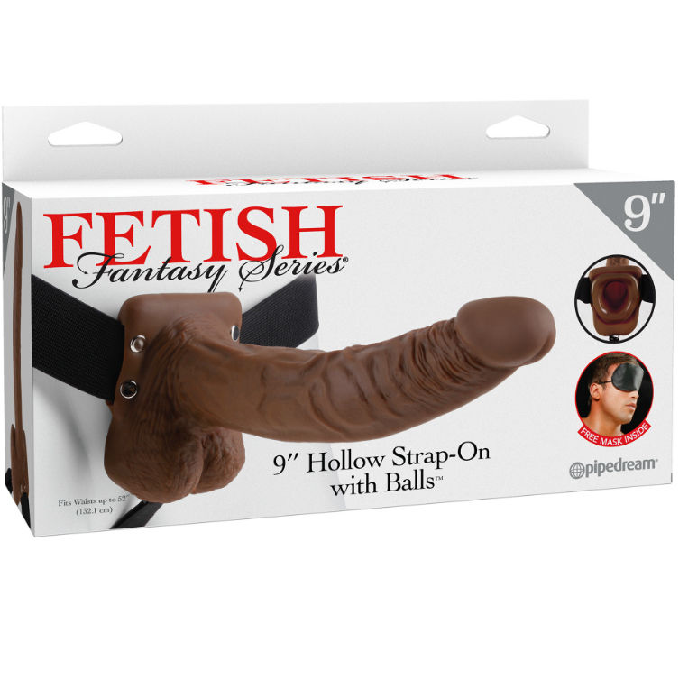 Ceinture creuse à gode réaliste avec boules marron — FETISH FANTASY SERIES