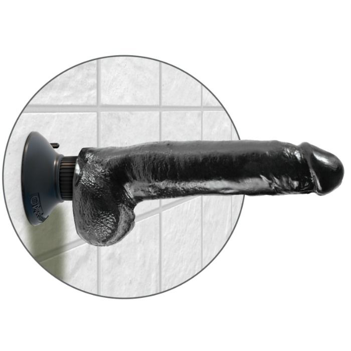Godemichet vibrant réaliste avec testicules 23 cm — KING COCK