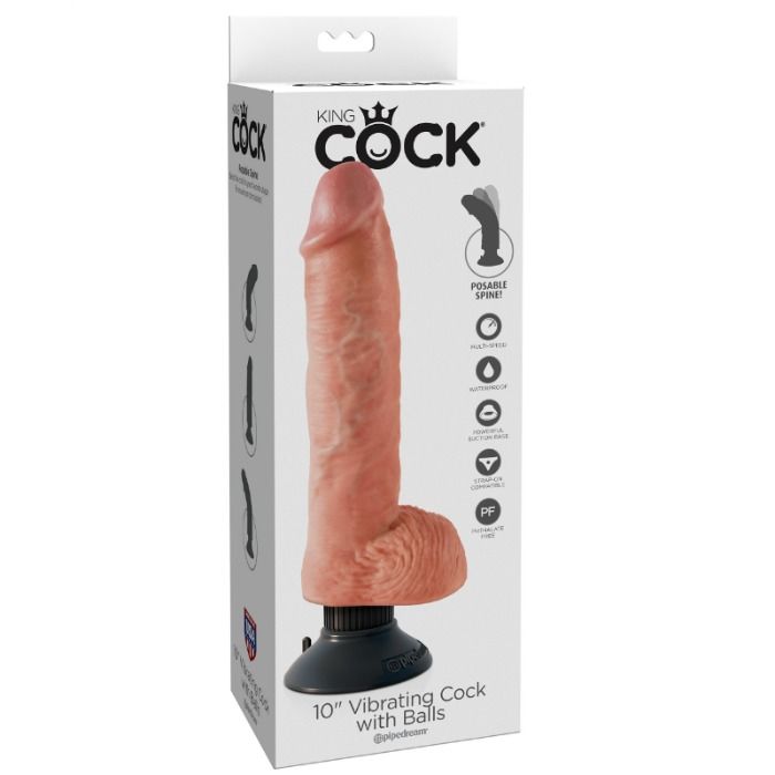 Gode vibrant réaliste avec testicules 25.5 cm — KING COCK