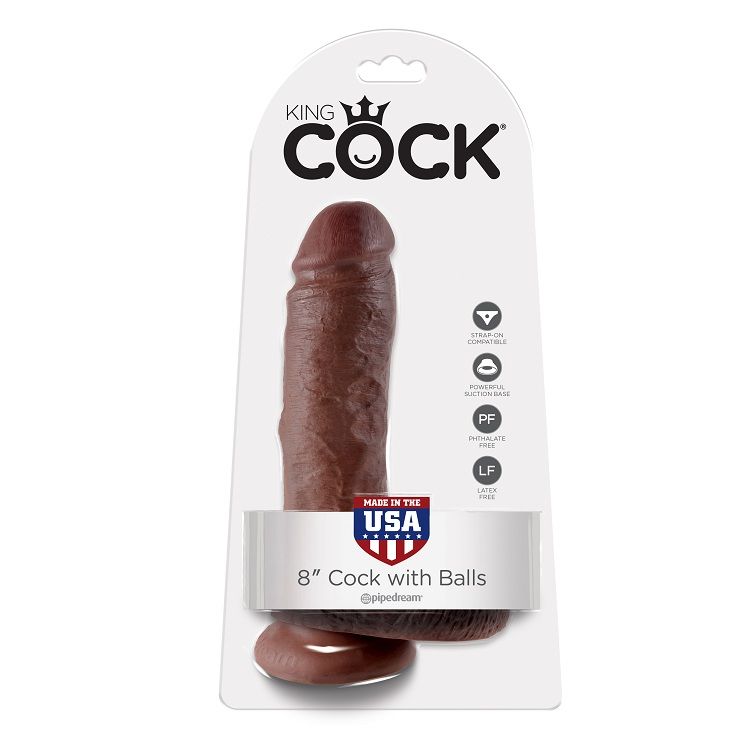 Dildo réaliste brun 20 cm avec bourses — KING COCK