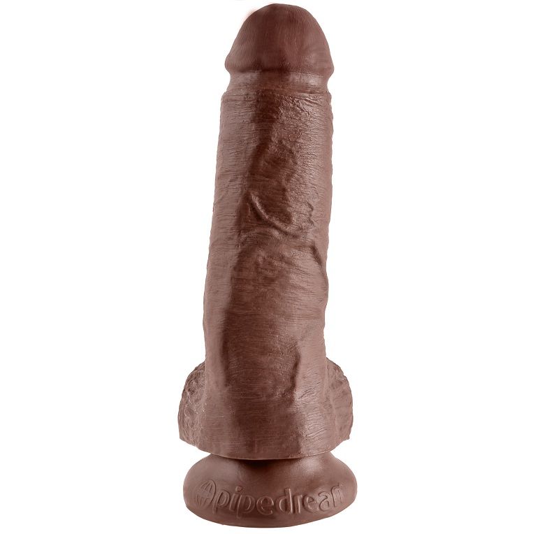 Dildo réaliste brun 20 cm avec bourses — KING COCK