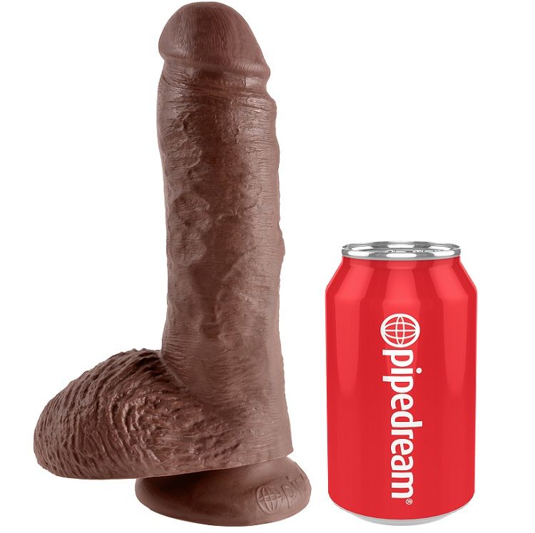 Dildo réaliste brun 20 cm avec bourses — KING COCK