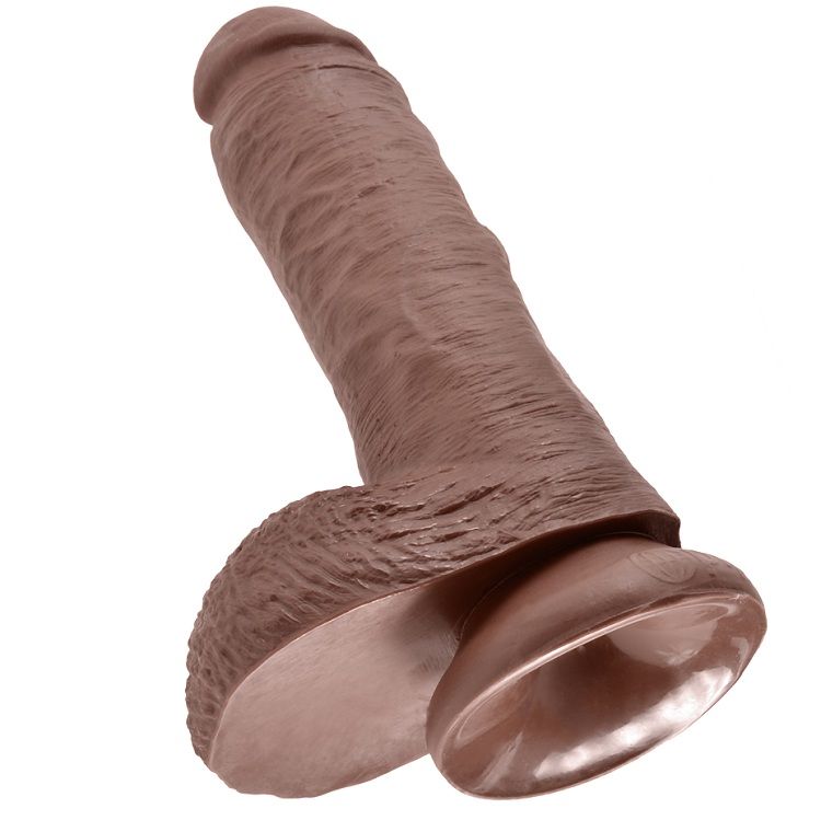 Dildo réaliste brun 20 cm avec bourses — KING COCK