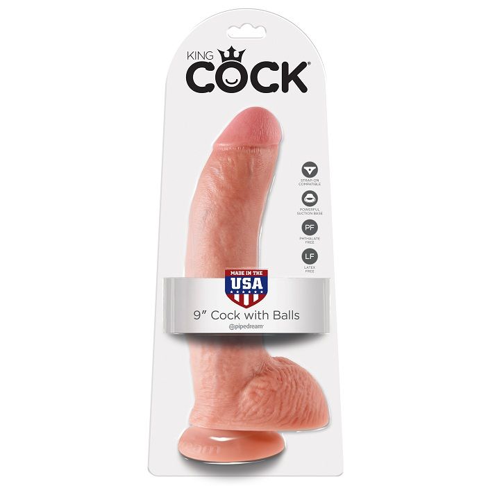 Gode réaliste avec ventouse et boules 22,9 cm — KING COCK