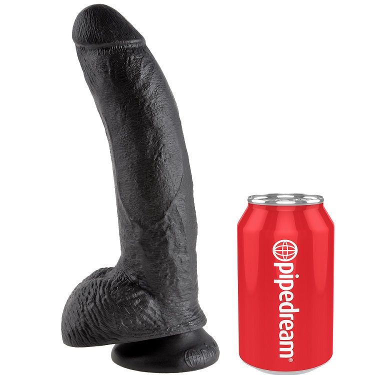 Gode réaliste noir avec boules 22,9 cm — KING COCK