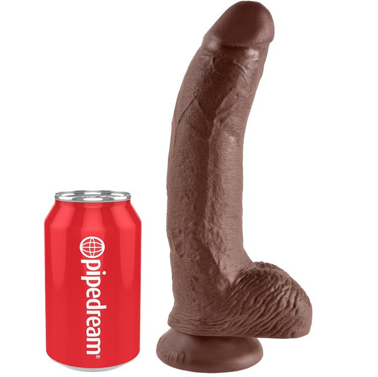 Gode réaliste marron avec boules 22.9 cm — KING COCK