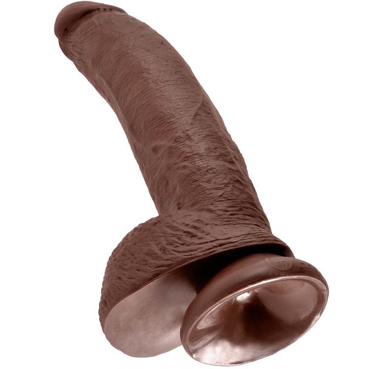 Gode réaliste marron avec boules 22.9 cm — KING COCK