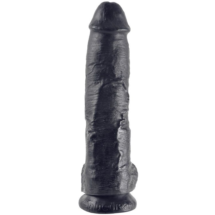 Gode réaliste noir avec boules 25 cm — KING COCK