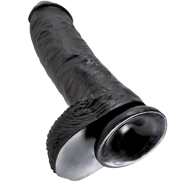 Gode réaliste noir avec boules 25 cm — KING COCK