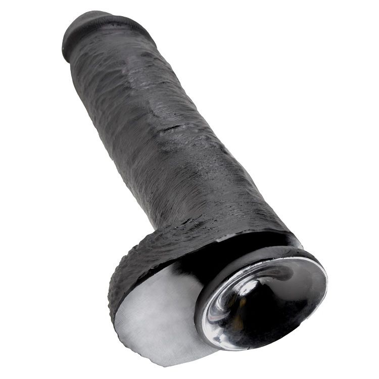 Godet réaliste noir avec testicules, 28 cm — KING COCK