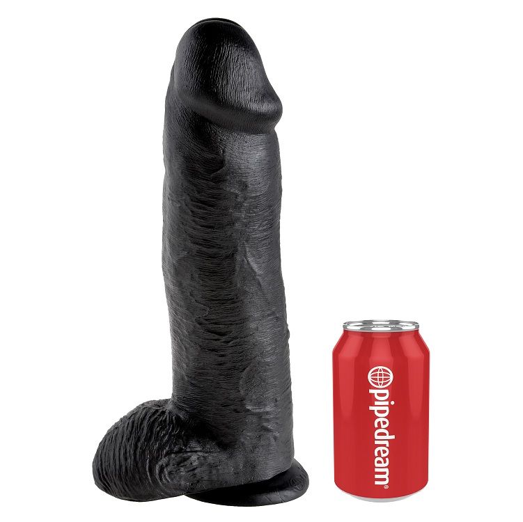 Gode réaliste noir avec boules 30 cm — KING COCK