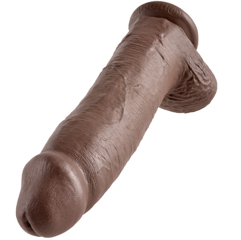 Gode réaliste marron avec boules 30 cm — KING COCK