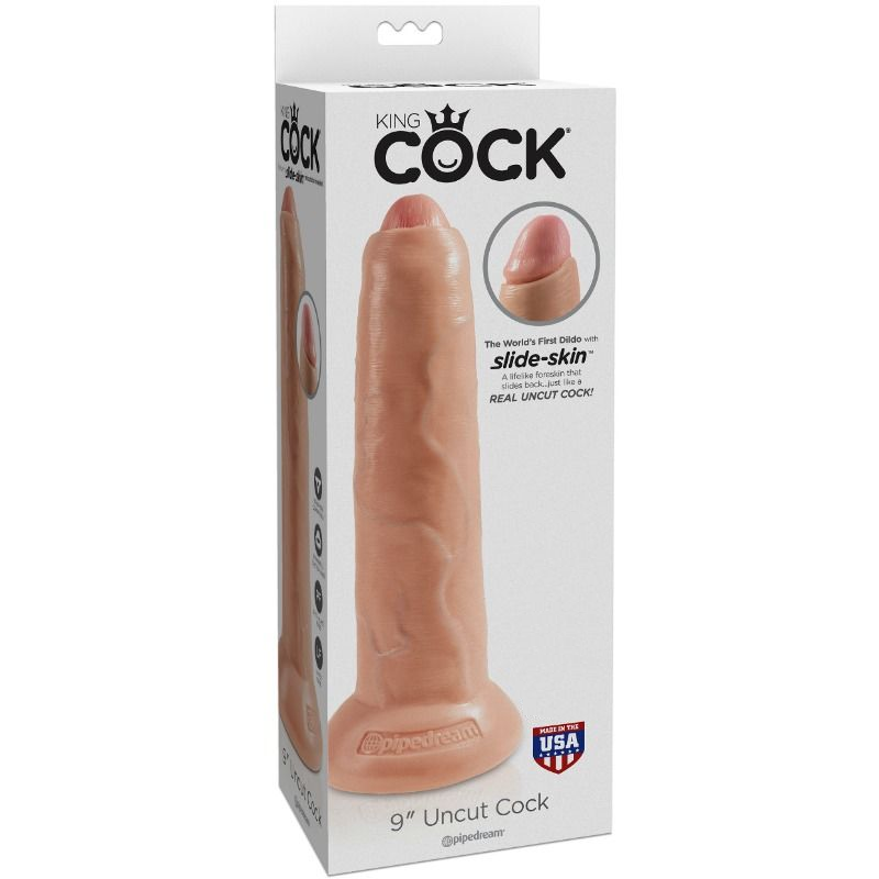 Gode réaliste non circoncis 23 cm avec prépuce mobile — KING COCK