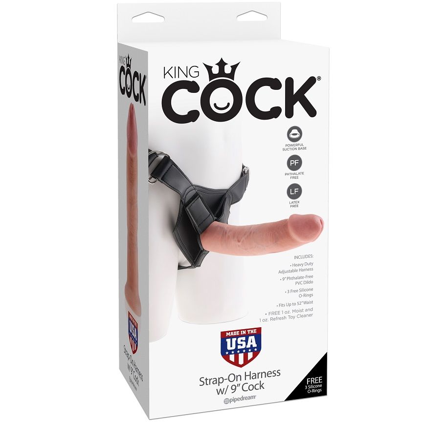 Harnais avec pénis naturel réaliste 22,9 cm — KING COCK