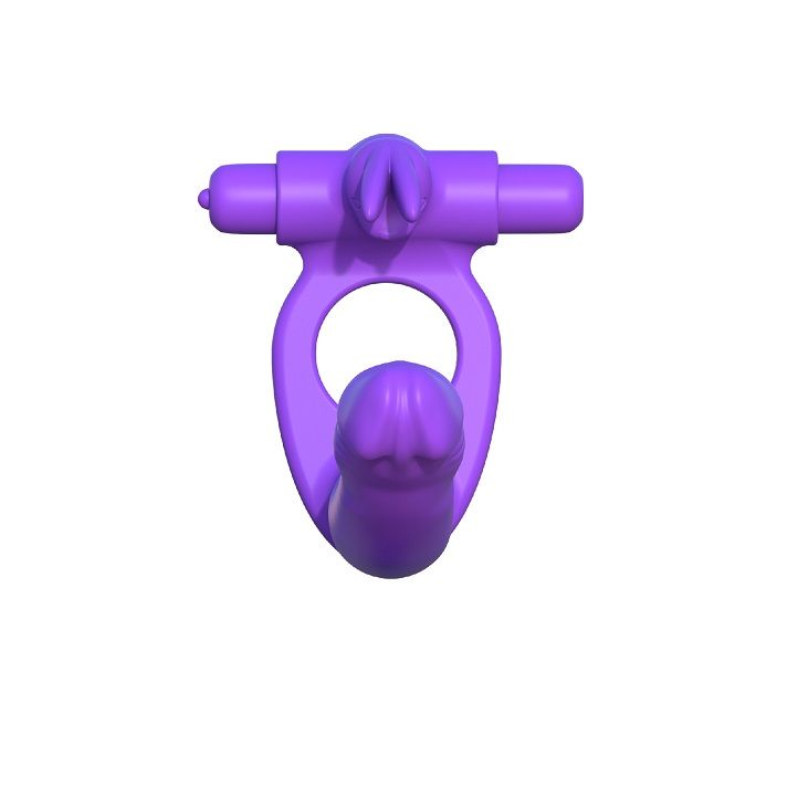 Anneau vibrant double stimulation lapin en silicone — FANTASY C-RINGZ