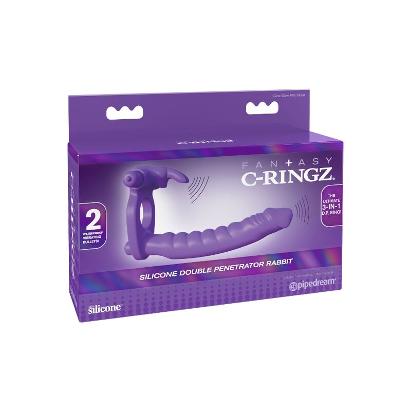 Anneau vibrant double stimulation lapin en silicone — FANTASY C-RINGZ